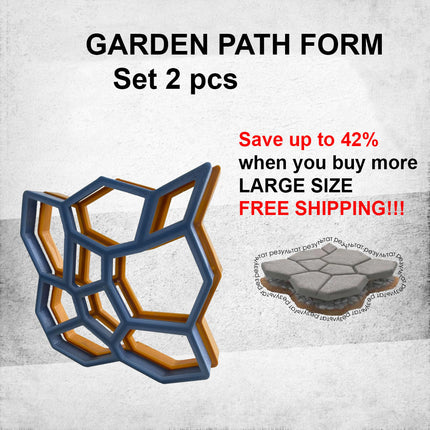 Garden Path Form (23,6*23,6*2,4 in) DIY Garden Mold Manually Paving Cement Brick (60*60*6 cm)