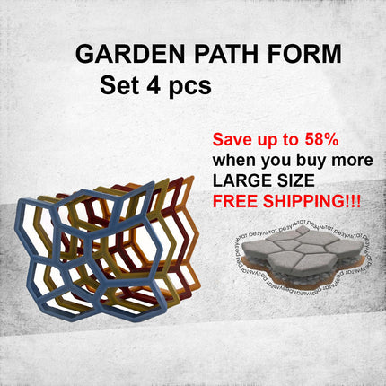 Garden Path Form (23,6*23,6*2,4 in) DIY Garden Mold Manually Paving Cement Brick (60*60*6 cm)