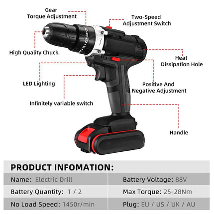 Electric Impact Drill with 2 batteries