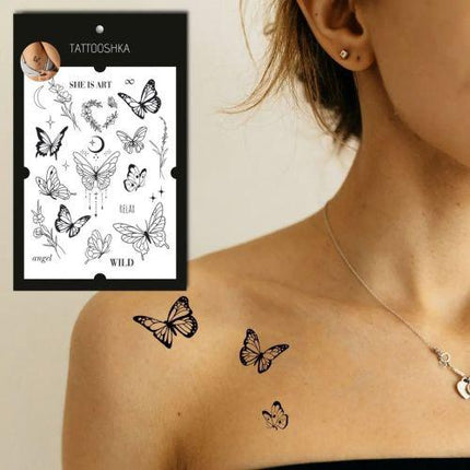 FunToysi: "butterflies and flowers" tattoo (ts271195238048)