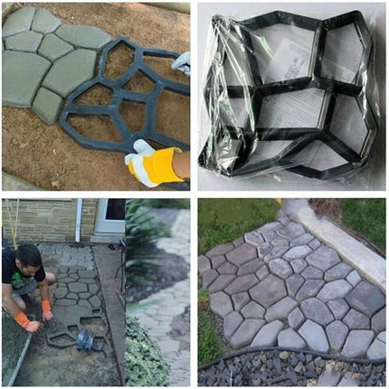 Garden Walkway DIY Path Maker Mold Manually Paving Pavement Cement Brick Plastic (13.6x13.4x1.5 in / 36x36x4 cm)