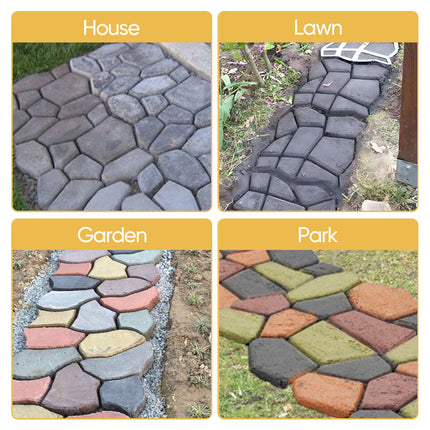 Garden Walkway DIY Path Maker Mold Manually Paving Pavement Cement Brick Plastic (13.6x13.4x1.5 in / 36x36x4 cm)