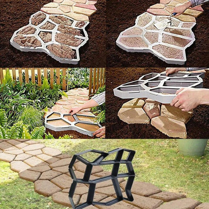 Garden Walkway DIY Path Maker Mold Manually Paving Pavement Cement Brick Plastic (13.6x13.4x1.5 in / 36x36x4 cm)